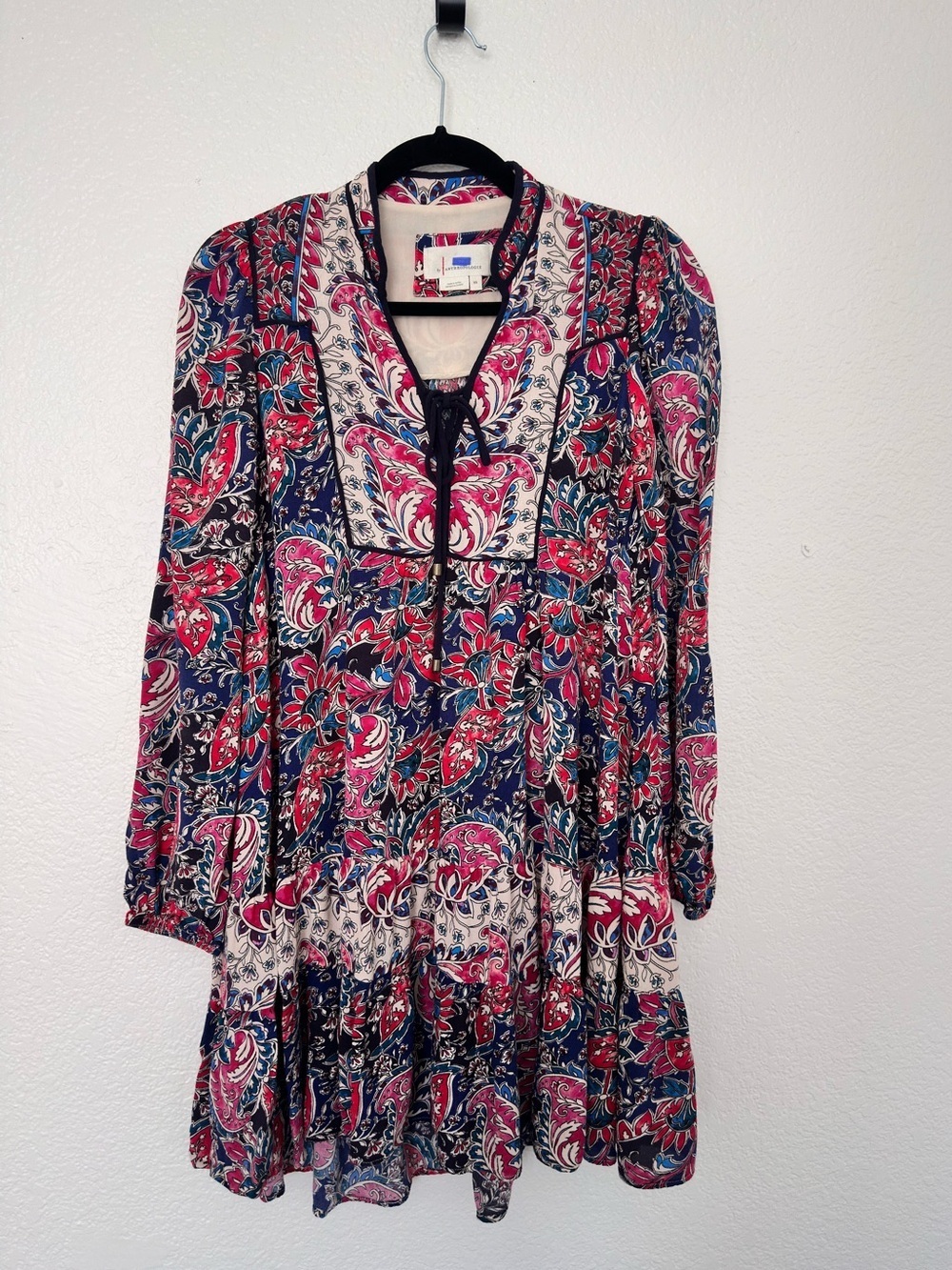 Anthropologie Spliced Tie-Neck Tunic Mini Dress - Picture 2 of 10